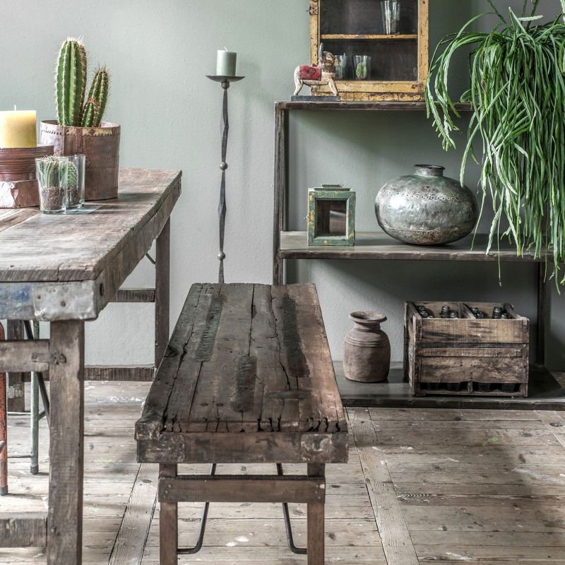Folding Reclaimed Bench Smithers Reclaimed Wood Dining Tables £257.67 Dining Room Reclaimed Wood Iron product_features