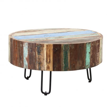 Miami Round Reclaimed Wood Coffee Table Smithers Reclaimed Wood Furniture &pound;330.00 Dining Room Reclaimed Wood product_features