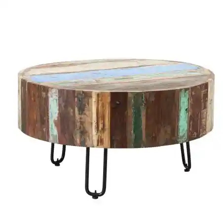 Miami Round Reclaimed Wood Coffee Table Smithers Reclaimed Wood Furniture &pound;330.00 Dining Room Reclaimed Wood product_features