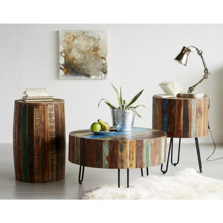 Miami Round Reclaimed Wood Coffee Table Smithers Reclaimed Wood Furniture &pound;330.00 Dining Room Reclaimed Wood product_features