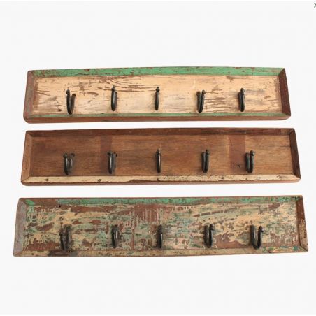 Rustic Wall Coat Hooks – Vintage Peg Rail in Reclaimed Wood Smithers Coat Hooks & Racks £20.00 Reclaimed Boat Wood product_fe...