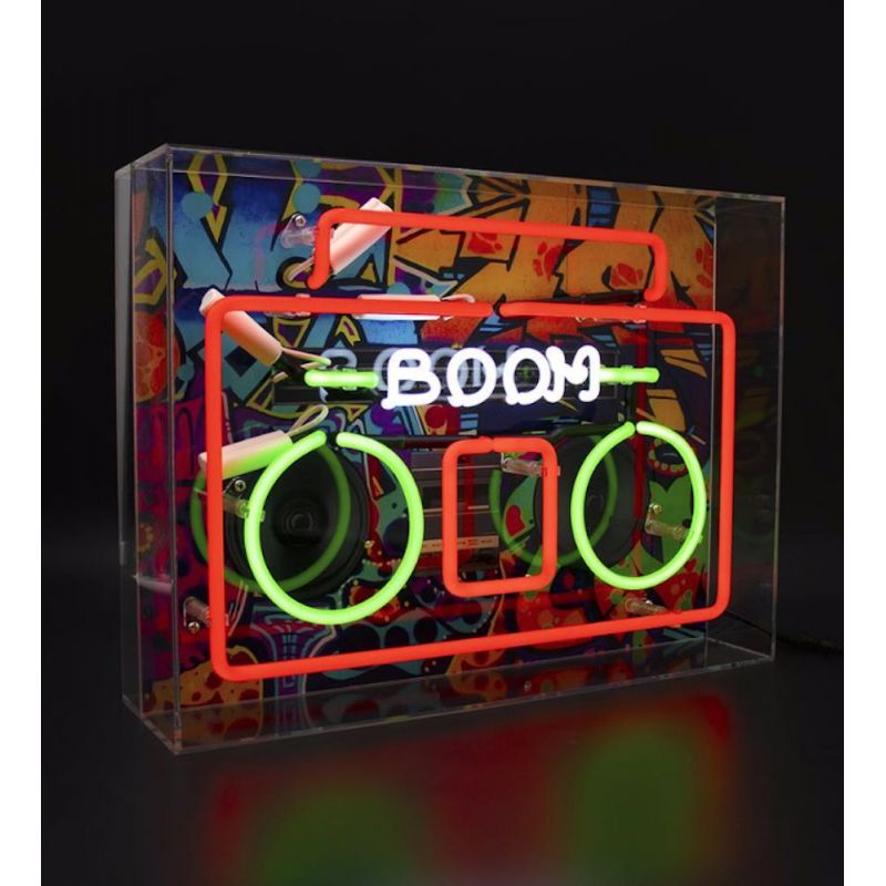 Boombox Large Glass Neon Light – 80s Music Sign for DJ Studio Smithers Gifts £174.00      product_features