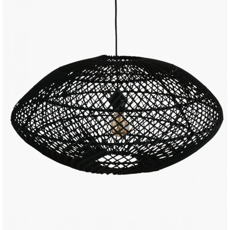 Eclipse Black Rattan Pendant Light Lighting £245.00 Kitchen Diner Wicker product_features