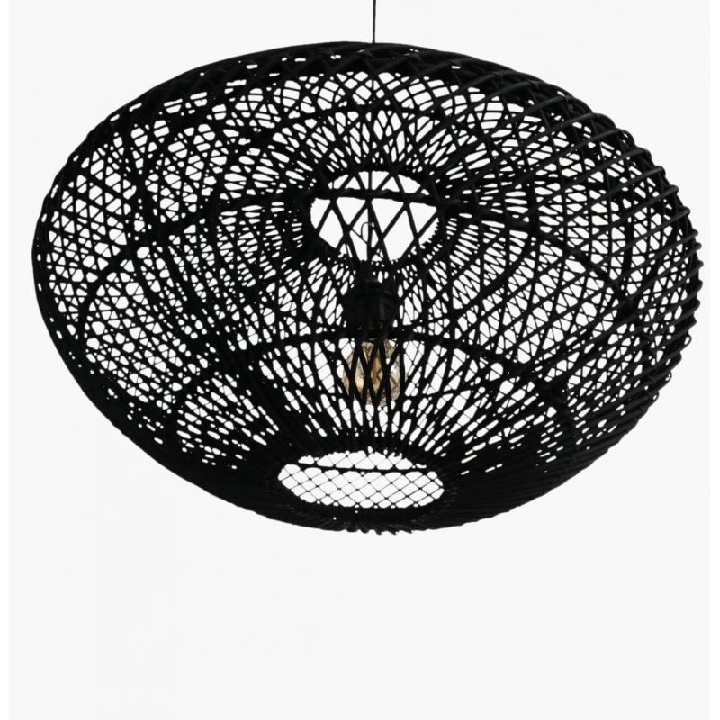 Eclipse Black Rattan Pendant Light Lighting £245.00 Kitchen Diner Wicker product_features