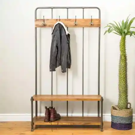 Coat Rack With Bench Seat Smithers Storage &pound;688.00 Utility Mango Wood Steel product_features