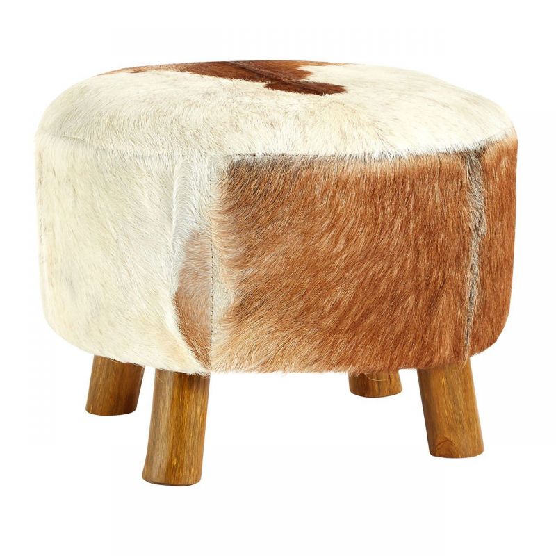 Goats Hide Poof Foot Rest Smithers Designer Furniture £293.00 All Rooms Teak Wood product_features