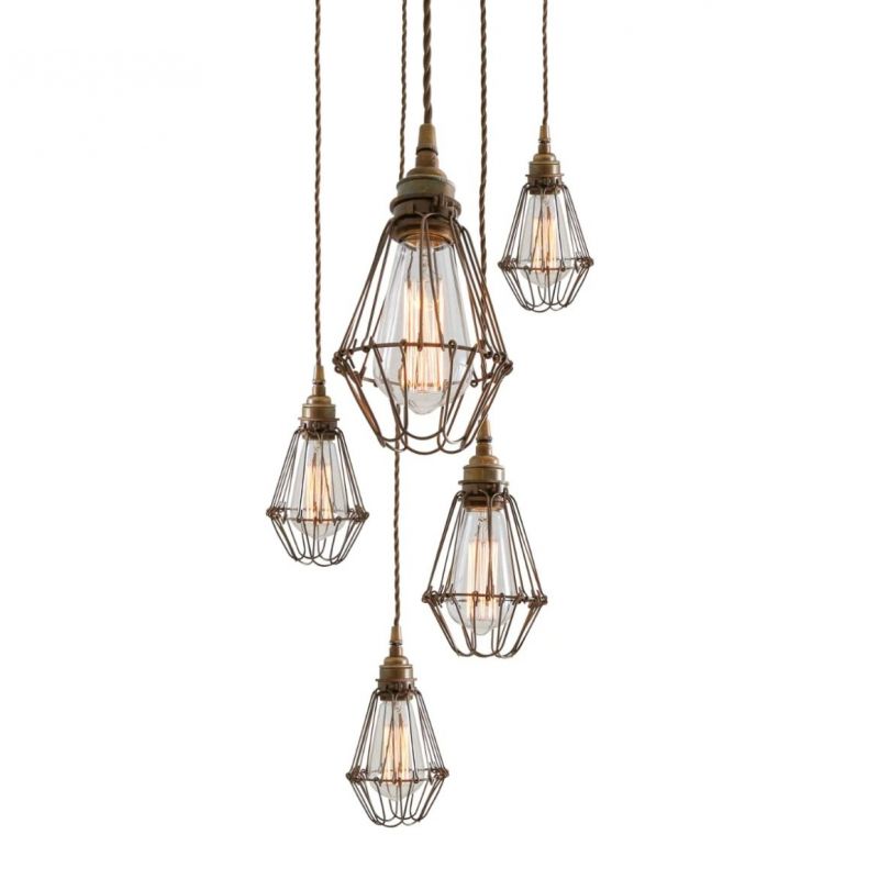 Caged Ceiling Pendant Cluster Light Smithers Lighting £550.00 Spun Brass product_features