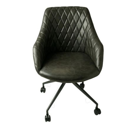 Hamilton Grey Leather Office Chair Smithers Vintage Furniture £321.00 Office Stainless Steel product_features