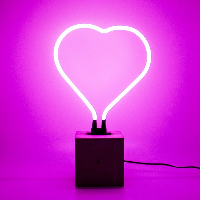 Pink Heart Neon Lamp Real Glass’ Bedside Table  Your Custom Neon Sign & Neon Signs | Handmade in London by Smithers £99.00   ...