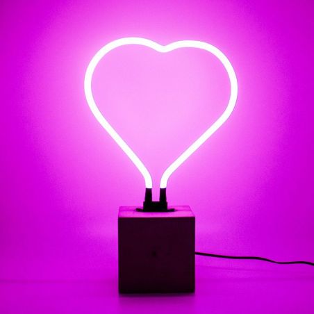 Pink Heart Neon Lamp Real Glass’ Bedside Table  Your Custom Neon Sign & Neon Signs | Handmade in London by Smithers £99.00   ...