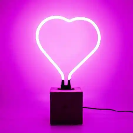 Pink Heart Neon Lamp Real Glass’ Bedside Table  Your Custom Neon Sign & Neon Signs | Handmade in London by Smithers £99.00   ...