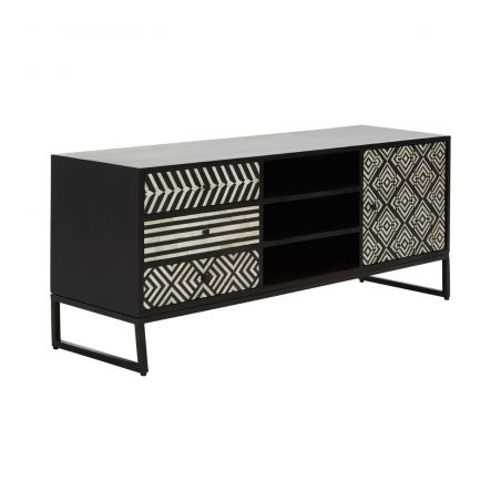 Monochrome Black & White Tv Unit Retro Furniture &pound;1,210.00 Living Room Acacia Steel product_features
