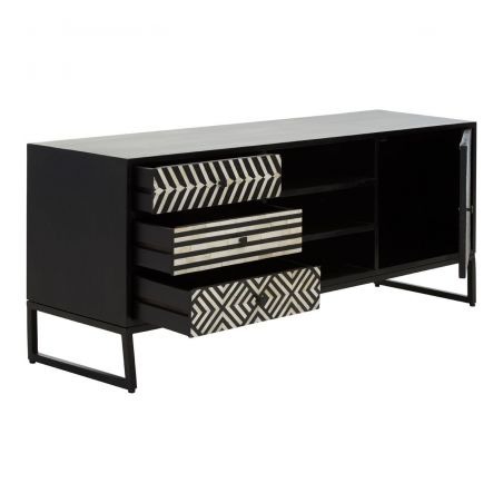 Monochrome Black & White Tv Unit Retro Furniture &pound;1,210.00 Living Room Acacia Steel product_features