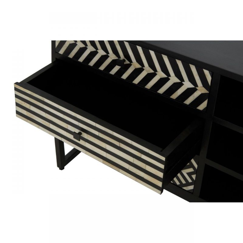Monochrome Black & White Tv Unit Retro Furniture £1,210.00 Living Room Acacia Steel product_features