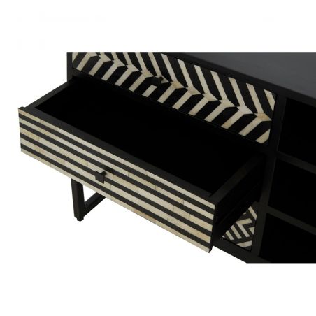 Monochrome Black & White Tv Unit Retro Furniture &pound;1,210.00 Living Room Acacia Steel product_features