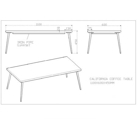 California Coffee Table Smithers Side Tables & Coffee Tables £545.00 Living Room Reclaimed Wood Steel product_features