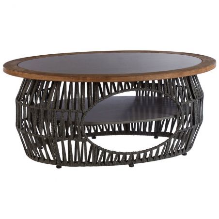 Trondheim Grey Rope Coffee Table Designer Furniture &pound;779.00 All Rooms Eucalyptus Steel product_features