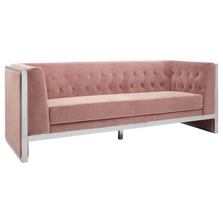 Art Deco Pink Velvet Sofa Smithers Retro Furniture &pound;2,722.00 Reception Room Stainless Steel product_features