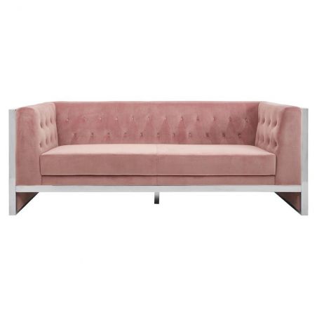 Art Deco Pink Velvet Sofa Smithers Retro Furniture &pound;2,722.00 Reception Room Stainless Steel product_features