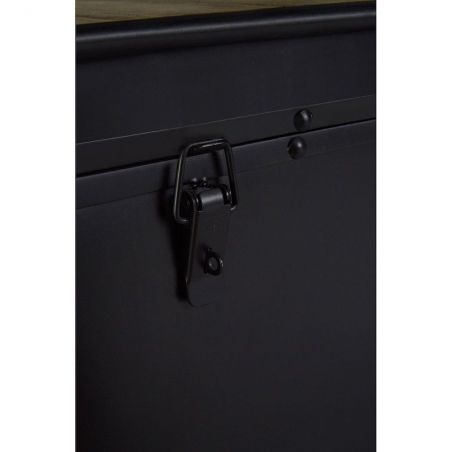 Matt Black Industrial Bunker Trunk Coffee Table with Storage Smithers Retro Furniture &pound;520.00 Reception Room Fir Wood Steel p...