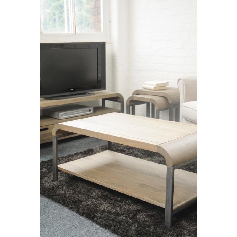 Radius Coffee Table Side Tables & Coffee Tables £316.00 Living Room Mango Wood Steel product_features