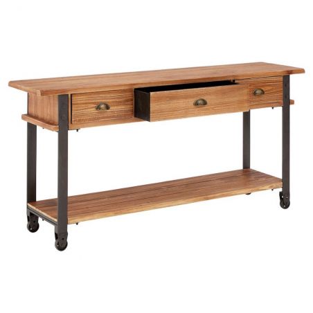 Factory Console Table Console Tables £739.00 Hallway Fir Wood Iron product_features