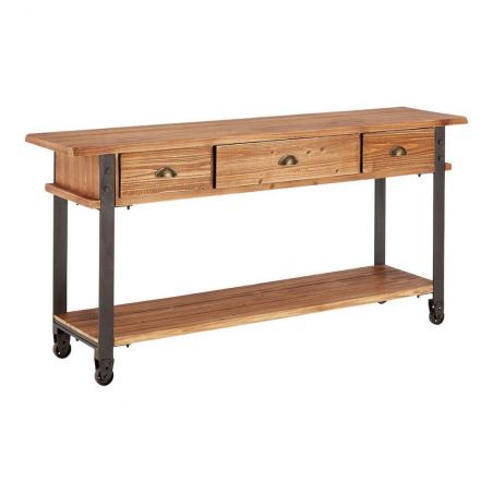 Factory Console Table Console Tables £739.00 Hallway Fir Wood Iron product_features