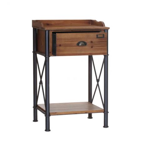 Factory Industrial Side Table Side Tables & Coffee Tables &pound;289.00 Hallway Fir Wood Steel product_features