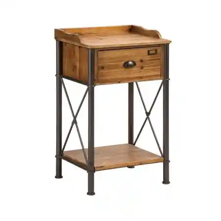 Factory Industrial Side Table Side Tables & Coffee Tables &pound;289.00 Hallway Fir Wood Steel product_features