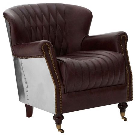 Aviator Leather Armchair Smithers Sofas and Armchairs &pound;1,350.00 All Rooms Aluminium product_features