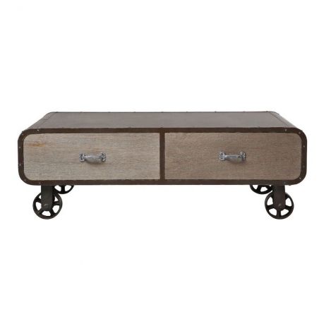 Industrial Cart Coffee Table Side Tables & Coffee Tables &pound;445.00 Living Room Paulownia Steel product_features