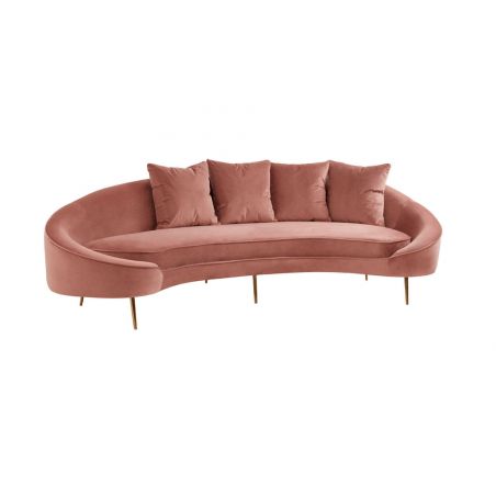 Loren Pink Velvet Sofa &ndash; Curved 3 Seater in Salmon Velvet & Gold Smithers Sofas and Armchairs &pound;3,000.00 Pine Wood Stainless S...