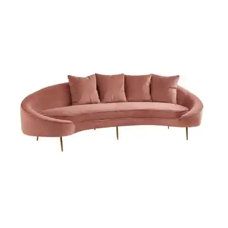 Loren Pink Velvet Sofa &ndash; Curved 3 Seater in Salmon Velvet & Gold Smithers Sofas and Armchairs &pound;3,000.00 Pine Wood Stainless S...