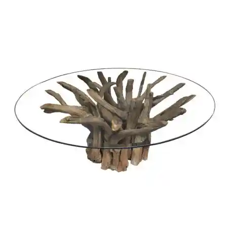 Round Driftwood Dining Table With Glass Top Designer Furniture £1,200.00 Kitchen Diner product_features
