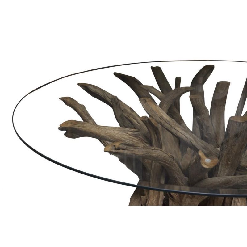 Round Driftwood Dining Table With Glass Top Designer Furniture £1,200.00 Kitchen Diner product_features