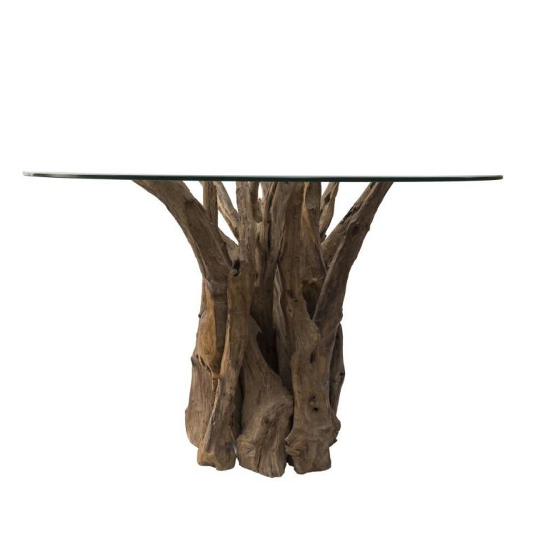 Round Driftwood Dining Table With Glass Top Designer Furniture £1,200.00 Kitchen Diner product_features