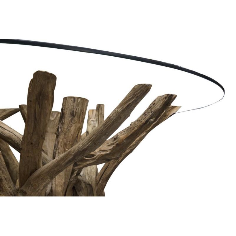 Round Driftwood Dining Table With Glass Top Designer Furniture £1,200.00 Kitchen Diner product_features