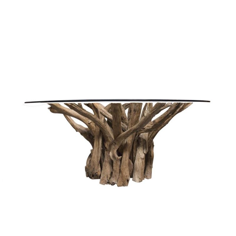 Round Driftwood Dining Table With Glass Top Designer Furniture £1,200.00 Kitchen Diner product_features