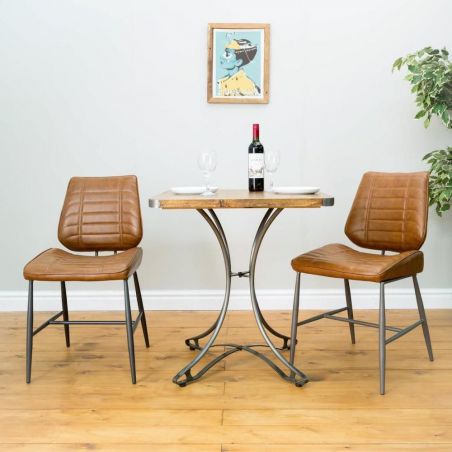 Bistro Vintage Industrial Small Dining Table Smithers Industrial Furniture &pound;500.00 Kitchen Diner Mango Wood Iron product_feat...