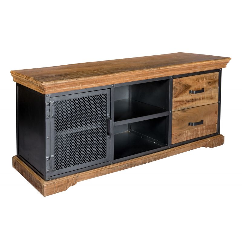 Factory TV Stand Smithers Industrial Furniture £692.00 Living Room Mango Wood Steel product_features