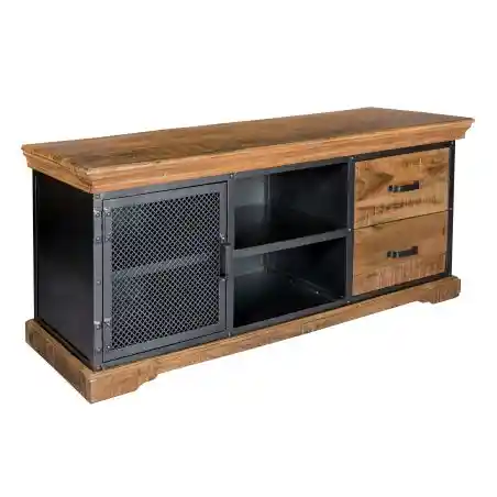 Factory TV Stand Smithers Industrial Furniture &pound;692.00 Living Room Mango Wood Steel product_features