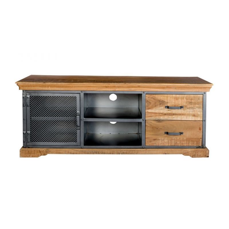 Factory TV Stand Smithers Industrial Furniture £692.00 Living Room Mango Wood Steel product_features