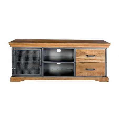 Factory TV Stand Smithers Industrial Furniture &pound;692.00 Living Room Mango Wood Steel product_features
