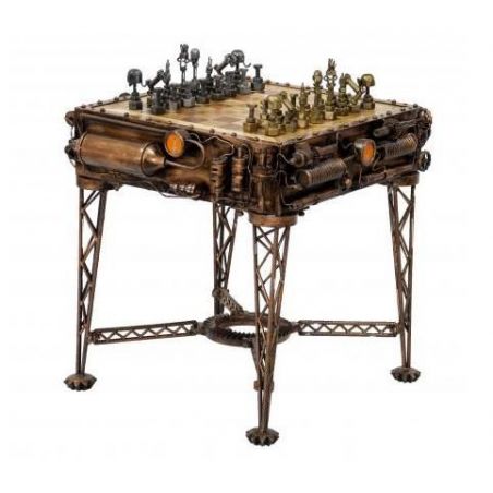 Steampunk Chess Board Table Smithers Retro Ornaments &pound;394.00 Office FSC Recycled Wood product_features