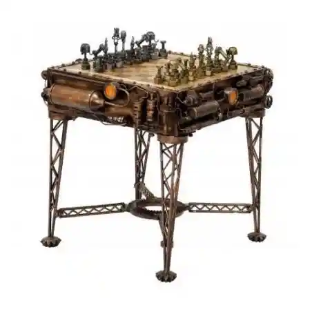 Steampunk Chess Board Table Smithers Retro Ornaments &pound;394.00 Office FSC Recycled Wood product_features