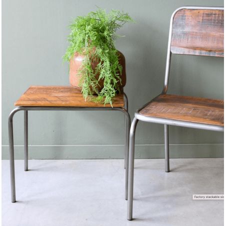 Factory Stackable Side Table Side Tables & Coffee Tables £83.00 All Rooms FSC Recycled Wood Iron product_features
