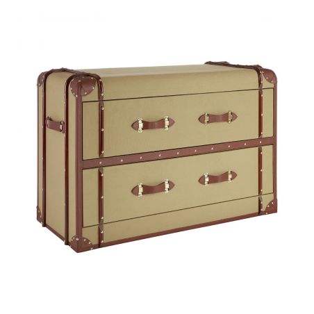 Colonial Steamer Canvas 2 Drawer Trunk Smithers Office £862.00 Mango Wood product_features