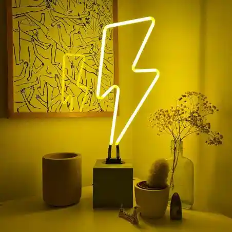 Neon Lightning Bolt Sign – Retro Ziggy Stardust Light for Music Studio Studio  Lighting £89.00      product_features