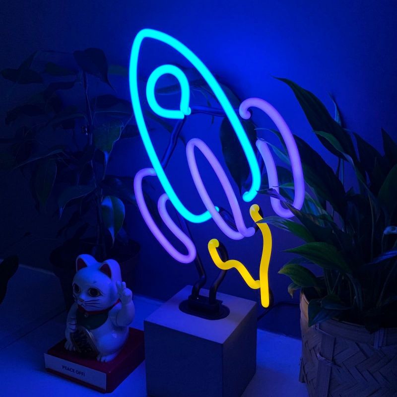 Custom Space Rocket Neon Light – Real Gas Tube Sign for Kids’ Bedroom  Lighting £98.00      product_features