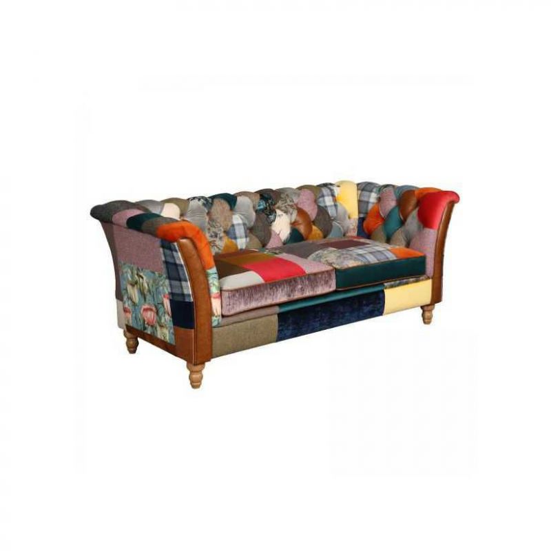 Patchwork Sofa with Velvet & Leather Upholstery Smithers Archives £1,950.00 Living Room Oak Wood product_features